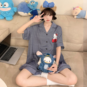 卡通睡衣女孩夏天冰丝薄款凉感短袖青少年初中可爱夏季家居服套装