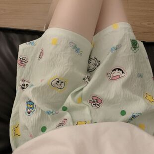 卡通可爱休闲加肥宽松五分家居高腰睡裤 云朵棉夏季 薄款 睡裤 女短裤