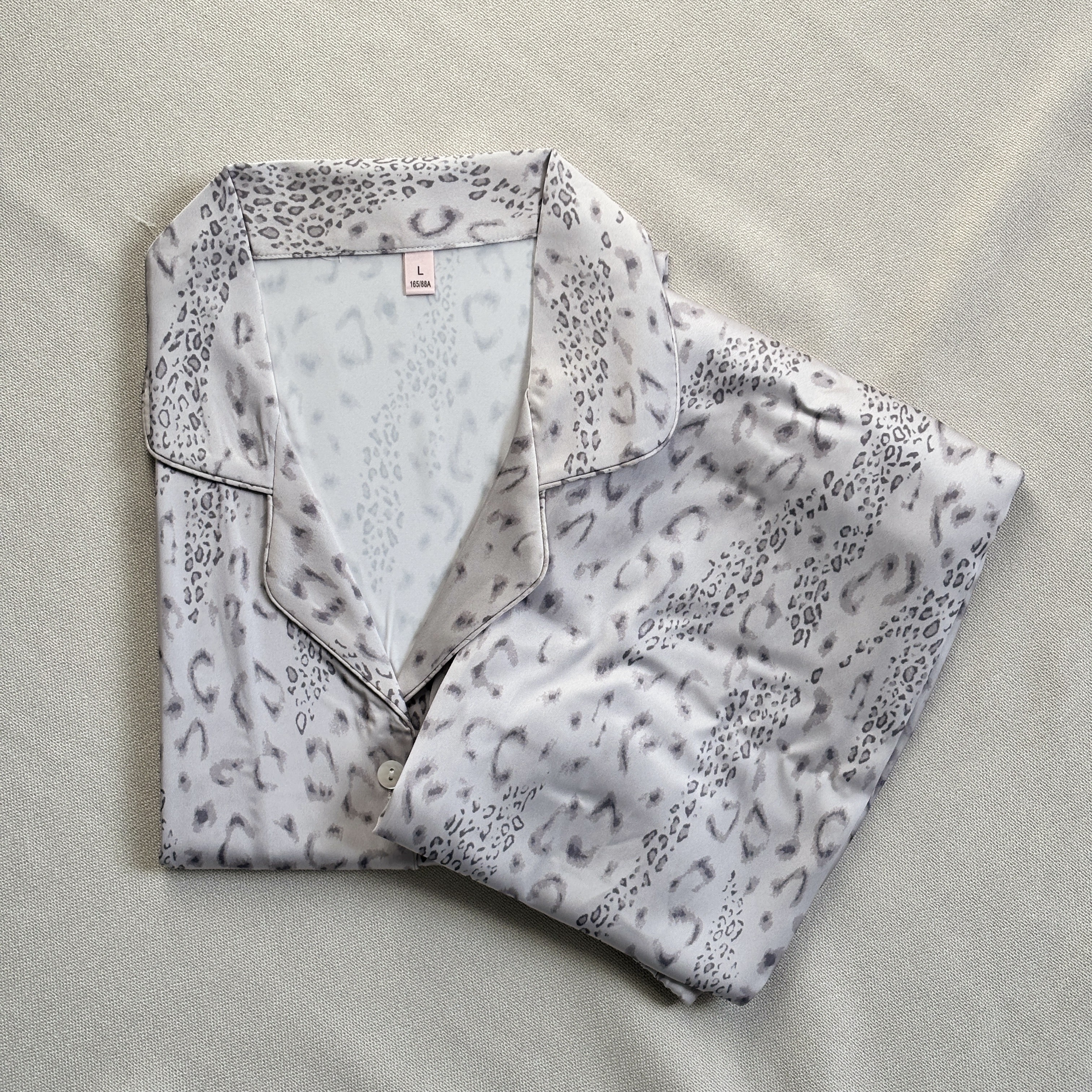 豹纹冰丝睡衣女款秋季新款家居服