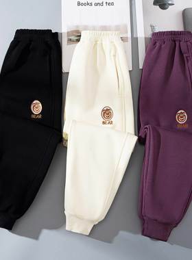 女童裤子秋装2025新款中大童儿童女裤秋冬款纯棉卫裤运动加绒长裤