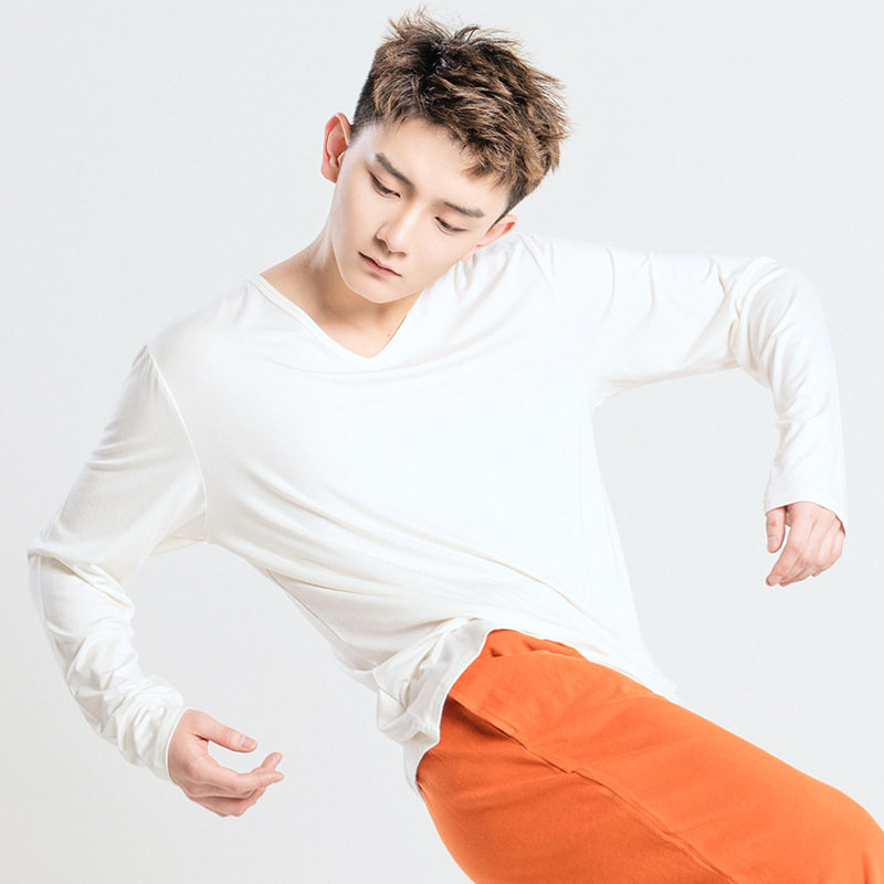 舞者之歌 舞蹈服男艺考服现代舞练功服莫代尔形体服长袖舞蹈上衣