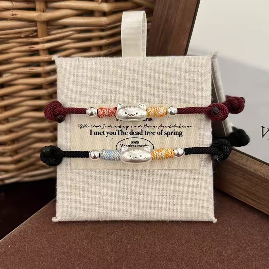 足银999法棍猫法棍小面包精致Q萌可爱手工编绳手链送闺蜜女友礼物,饰品/流行首饰/时尚饰品新,银饰手链,淘宝优惠券,粉丝福利购,淘宝优惠卷