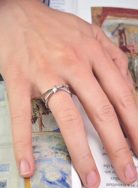 新款星轨交叉开口戒指交叉星芒彩环小众甜酷风氛围感百搭指环