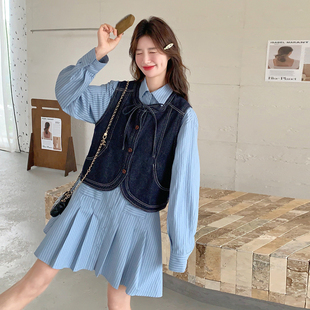 P165 新款 2272 连衣裙两件套2C115 K238 牛仔马甲