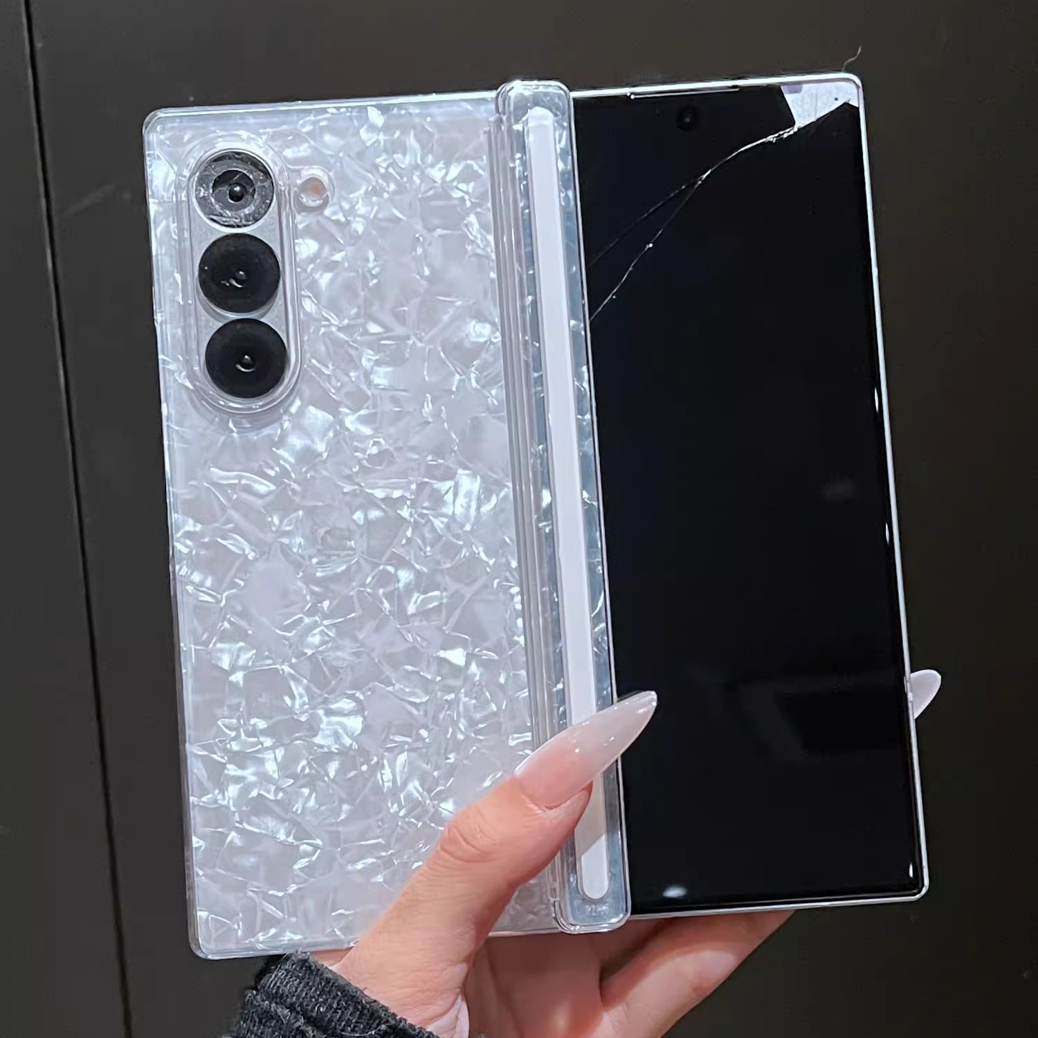 三星zfold7高级感贝壳纹手机壳