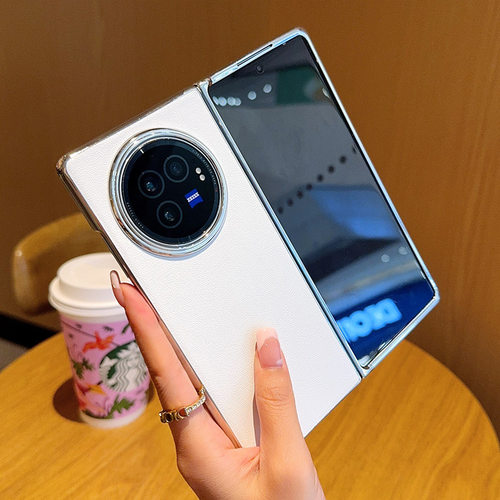 高级感皮纹适用vivoxfold3pro手机壳新款电镀高档素皮xfold3时尚简约女款防摔男士商务个性奢华情侣保护壳
