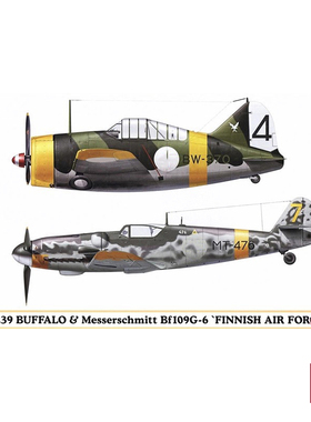 铸造模型 长谷川 1/72 芬兰B-239和BF109战斗机（双机装）02279