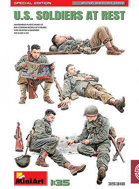 铸造模型 MINIART拼装模型 1/35 休息中的美国士兵 特别版 35318