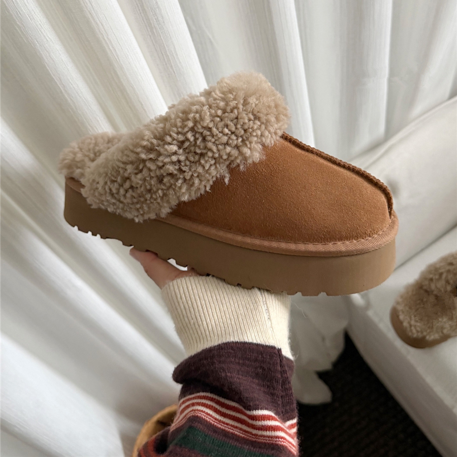 厚底卷毛星星拖25秋冬河南桑坡村保暖女皮毛一体包头羊毛拖鞋休闲