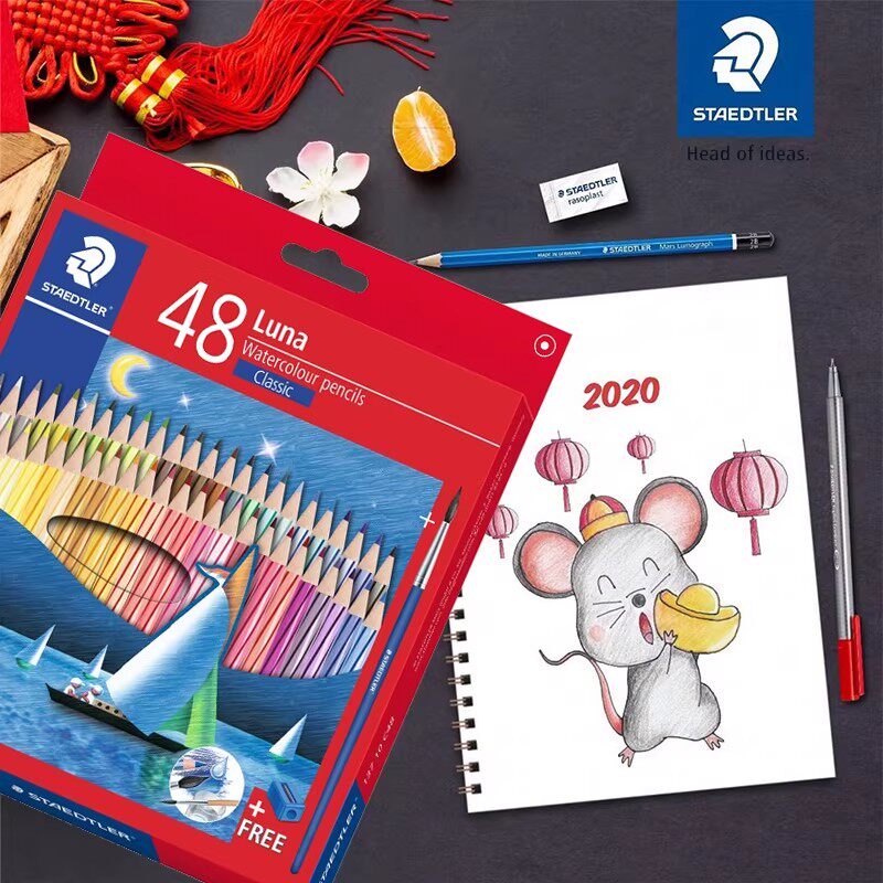 德国施德楼137水溶性彩铅48色彩色铅笔小学生美术专用绘画填色笔