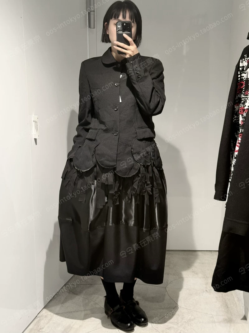 Японский закупочный агент CDG Kawakubo Rei BLACK 26SS полиэстер необработанный срез низа круглый воротник куртка
