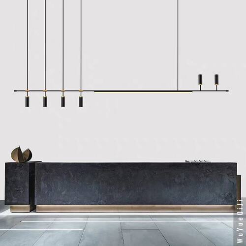 设计师款轻奢餐桌餐厅灯简约现代一字长条饭厅灯意式极简吧台吊灯