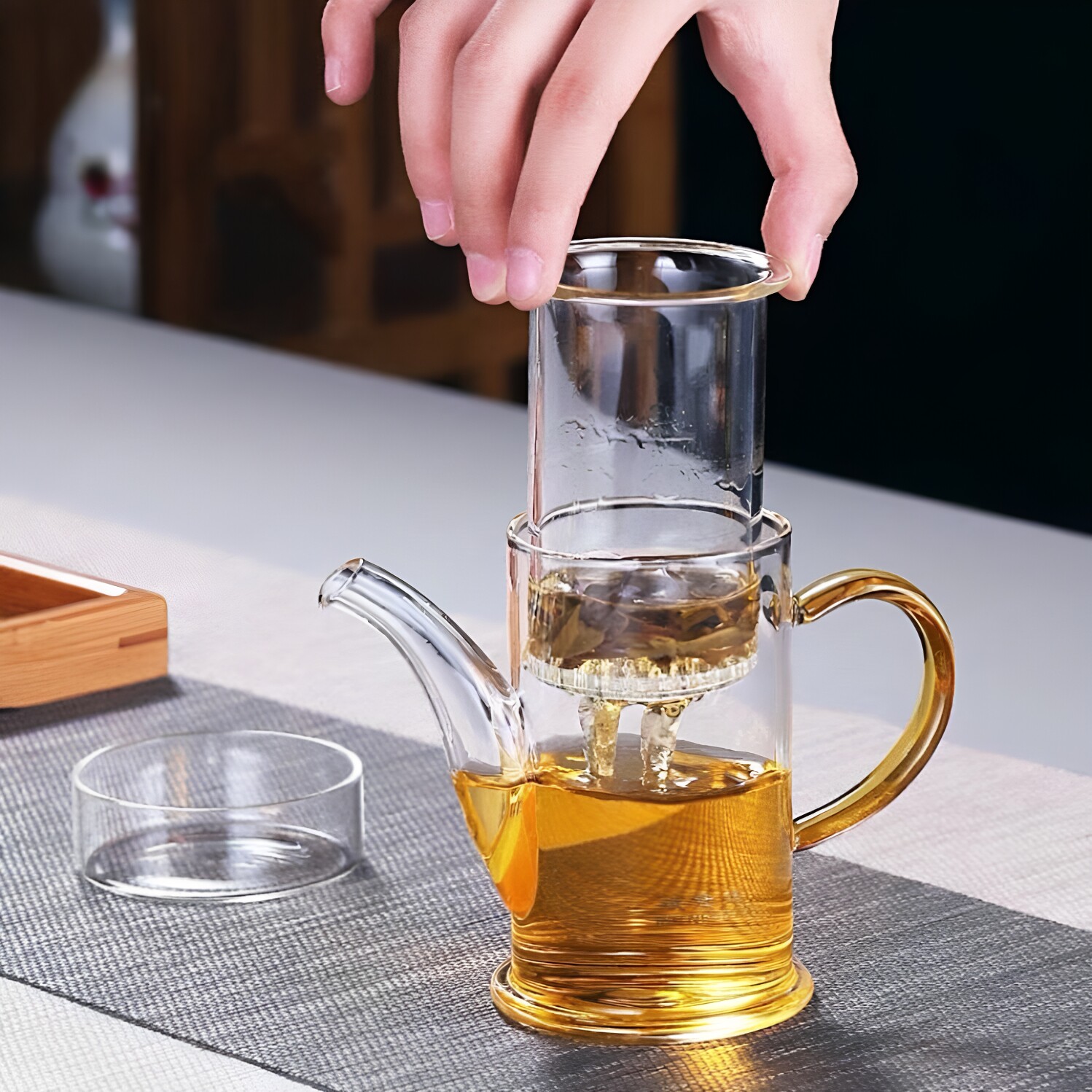 加厚玻璃泡茶壶斌能达茶水分离