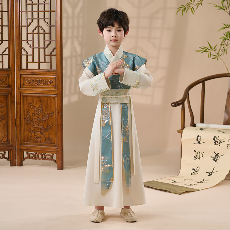 夏季薄款男童古风侠客书生汉服图片