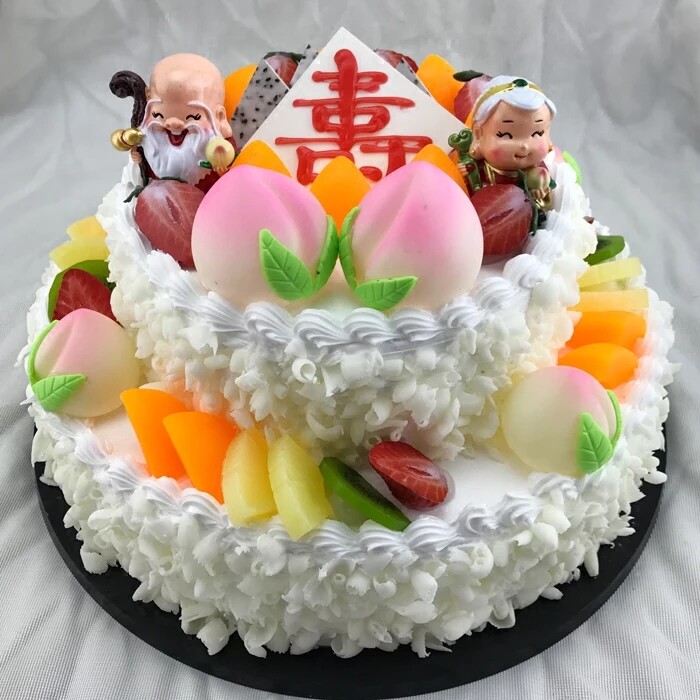 生日蛋糕沈阳同城配送双层祝寿蛋糕送长辈60/66/80/90大寿