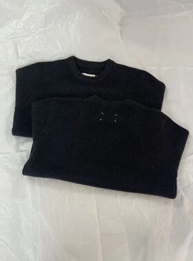 Margie14风格21AW马吉呐复古黑灰羊毛针织衫MM男女圆领套头毛衣