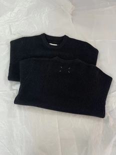 Margie14风格 MM男女圆领套头毛衣 21AW马吉呐复古黑灰羊毛针织衫