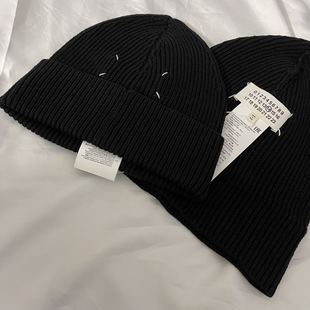 Margie14风格黑色针织毛线帽经典四针缝线保暖冷帽男女纯色帽