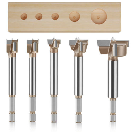 5件套6.35柄六角柄专业级木工开孔器套装  三齿双刃开孔器合金开