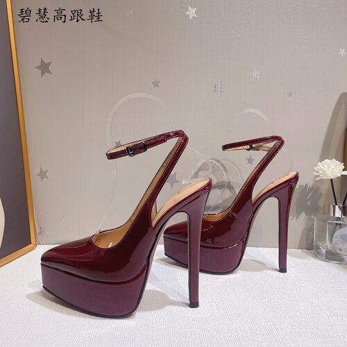 14CM尖头防水台后空一字带女鞋