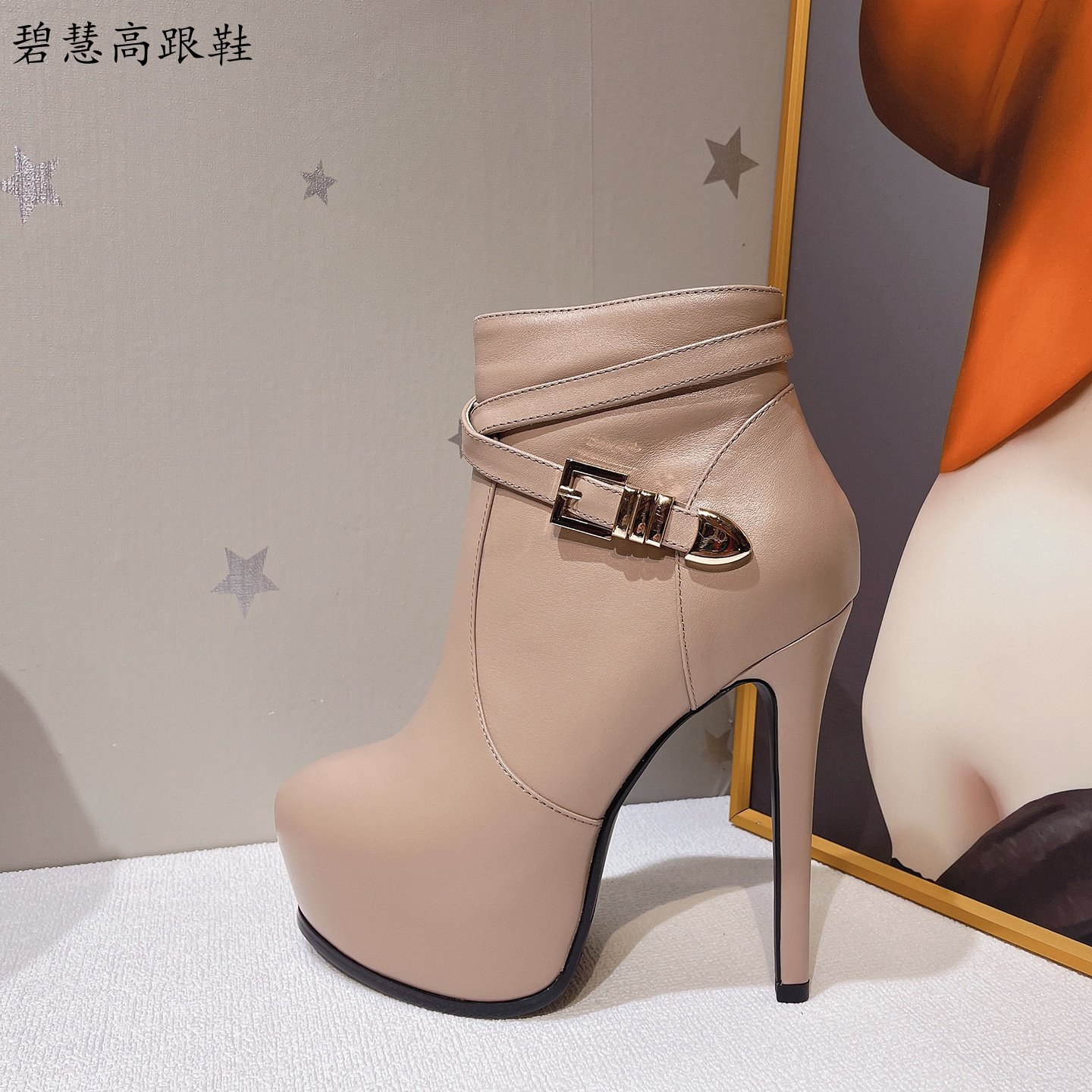 13CM恨天高女王款超高跟短靴女靴