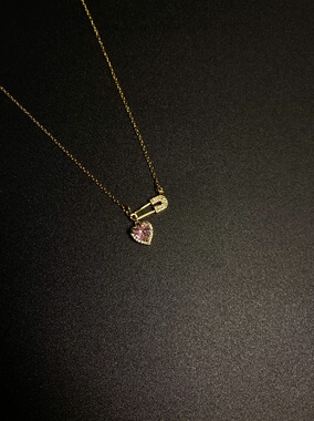 Vintage 古著 「Pin」粉色项链