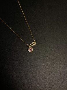 Vintage 「Pin」粉色项链 古著