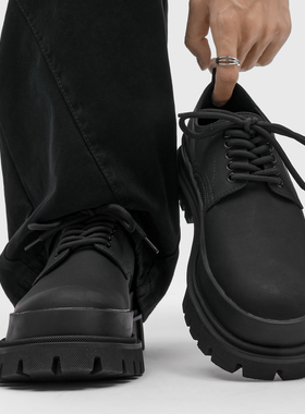 德比鞋男英伦风高级感黑色大头鞋商务正装圆头厚底增高真皮皮鞋潮