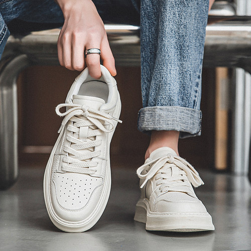 头层牛皮透气小白鞋男运动休闲鞋