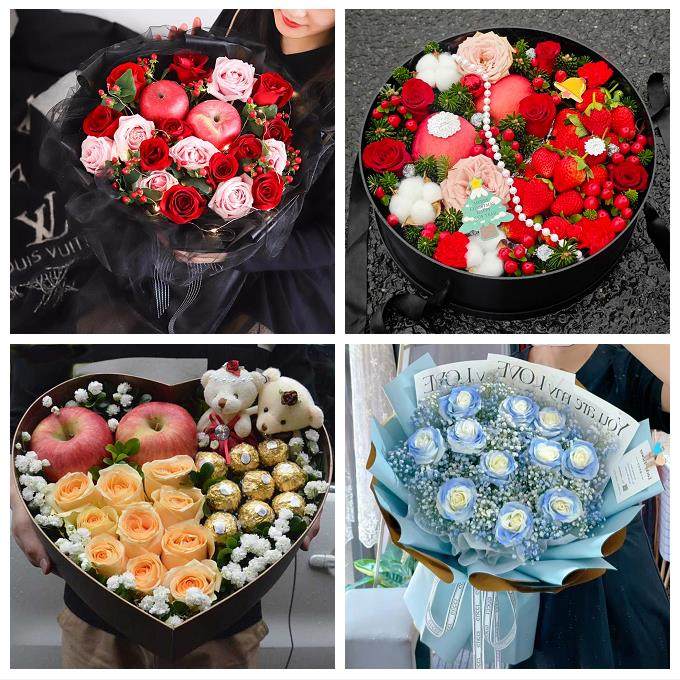 送宜宾市江安长宁县高县珙县同城鲜花店送女友平安夜圣诞玫瑰礼盒