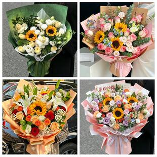 日照市东港岚山区五莲县莒县同城鲜花店成人礼高考向日葵玫瑰花束