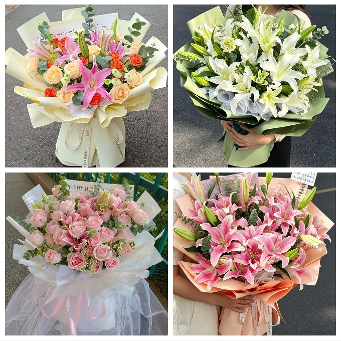 咸阳市泾阳县乾县礼泉永寿县鲜花店同城配送朋友生日玫瑰百合花束