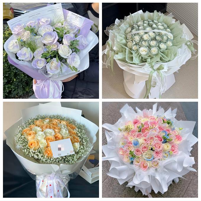 送普洱市孟连县澜沧县西盟县鲜花店卡布碎冰蓝紫玫瑰花束同城配送