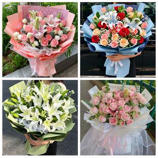 上海市浦东新区浦兴路东明路鲜花店同城配送朋友生日玫瑰百合花束