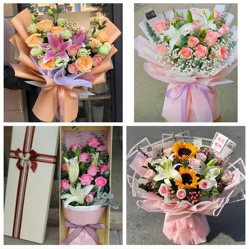 上海市洋泾上钢新村南码头路鲜花店同城配送老婆香水百合玫瑰花束