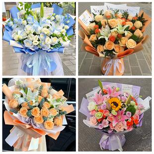送德阳市旌阳区中江县罗江县鲜花店同城配送朋友生日玫瑰百合花束