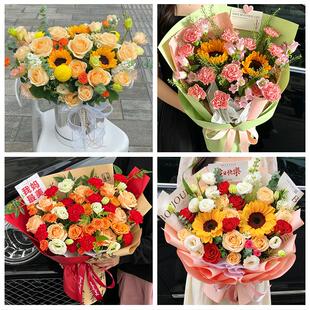 宁波市海曙江东区江北北仑区同城鲜花店父亲节向日葵花束男士生日