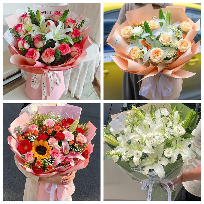 洛阳市吉利洛龙区孟津新安县鲜花店同城配送朋友生日玫瑰百合花束
