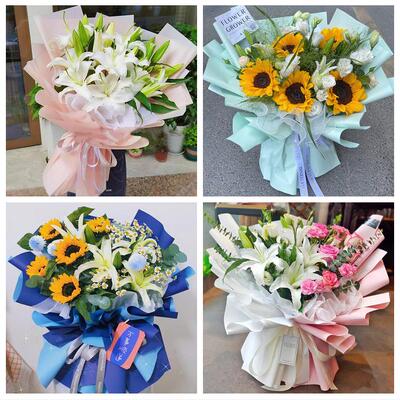 雅安市石棉天全芦山县宝兴县鲜花店同城配送老婆香水百合玫瑰花束