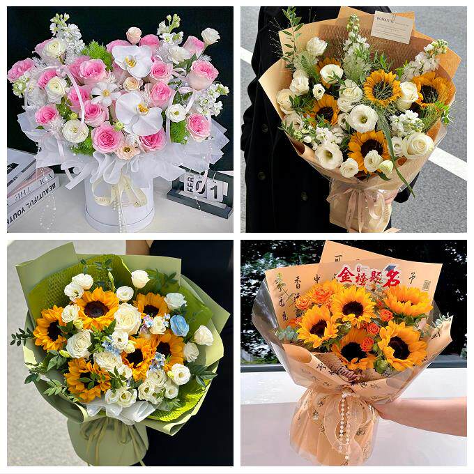 重庆市潼南荣昌区梁平城口县同城鲜花店订玫瑰向日葵混搭生日花束
