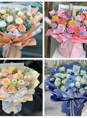 送上海市青浦区重固镇白鹤镇鲜花店同城送女朋友玫瑰混搭生日花束