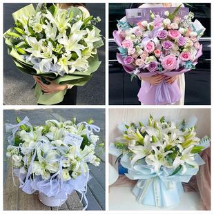 河池市凤山东兰县罗城环江县鲜花店同城配送朋友生日玫瑰百合花束