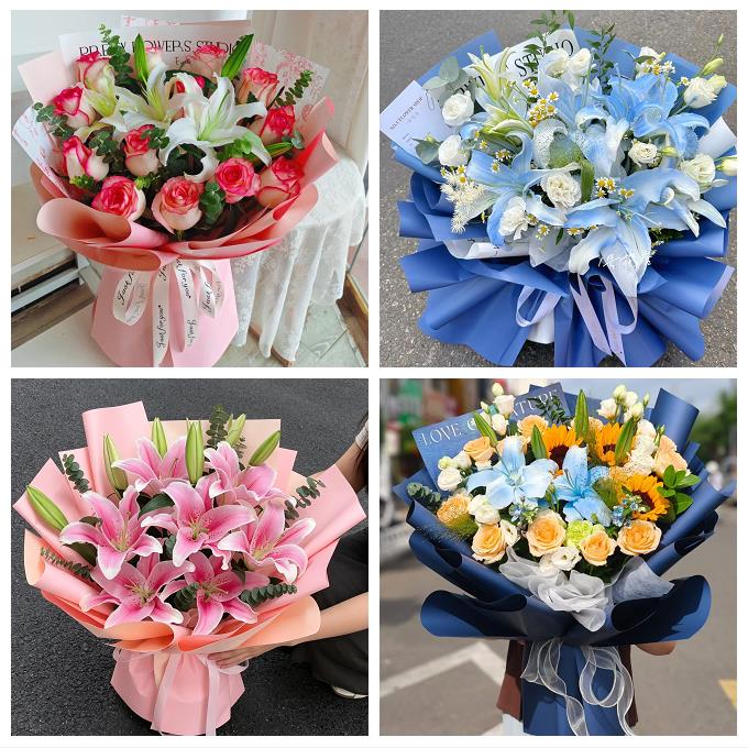郑州市中原区二七管城金水区鲜花店同城配送朋友生日玫瑰百合花束