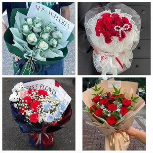 上海长宁区新华周家桥天山路鲜花店卡布碎冰蓝紫玫瑰花束同城配送