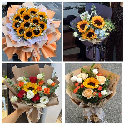 运城市盐湖区临猗万荣闻喜县同城鲜花店订玫瑰向日葵混搭生日花束
