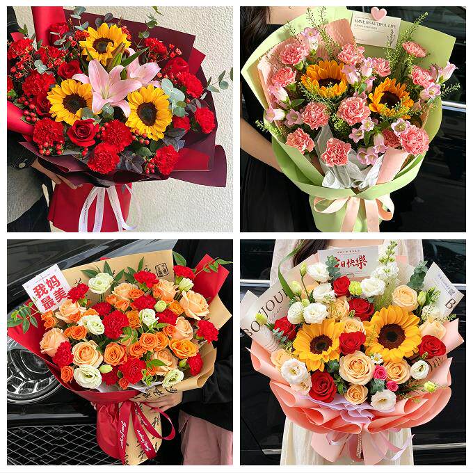 桂林市全州兴安县永福灌阳县同城鲜花店父亲节向日葵花束男士生日
