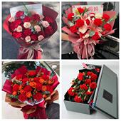 送安康市镇坪县旬阳县白河县同城鲜花店订38妇女节康乃馨百合花束