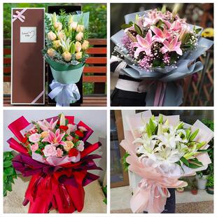 牡丹江市宁安市穆棱市东宁市鲜花店同城配送老婆香水百合玫瑰花束