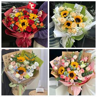 北京大兴区亦庄黄村旧宫瀛海同城鲜花店成人礼高考向日葵玫瑰花束
