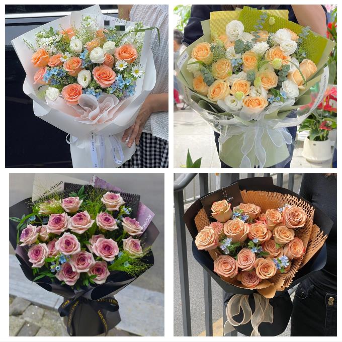 送赣州市兴国县会昌县寻乌县鲜花店卡布碎冰蓝紫玫瑰花束同城配送